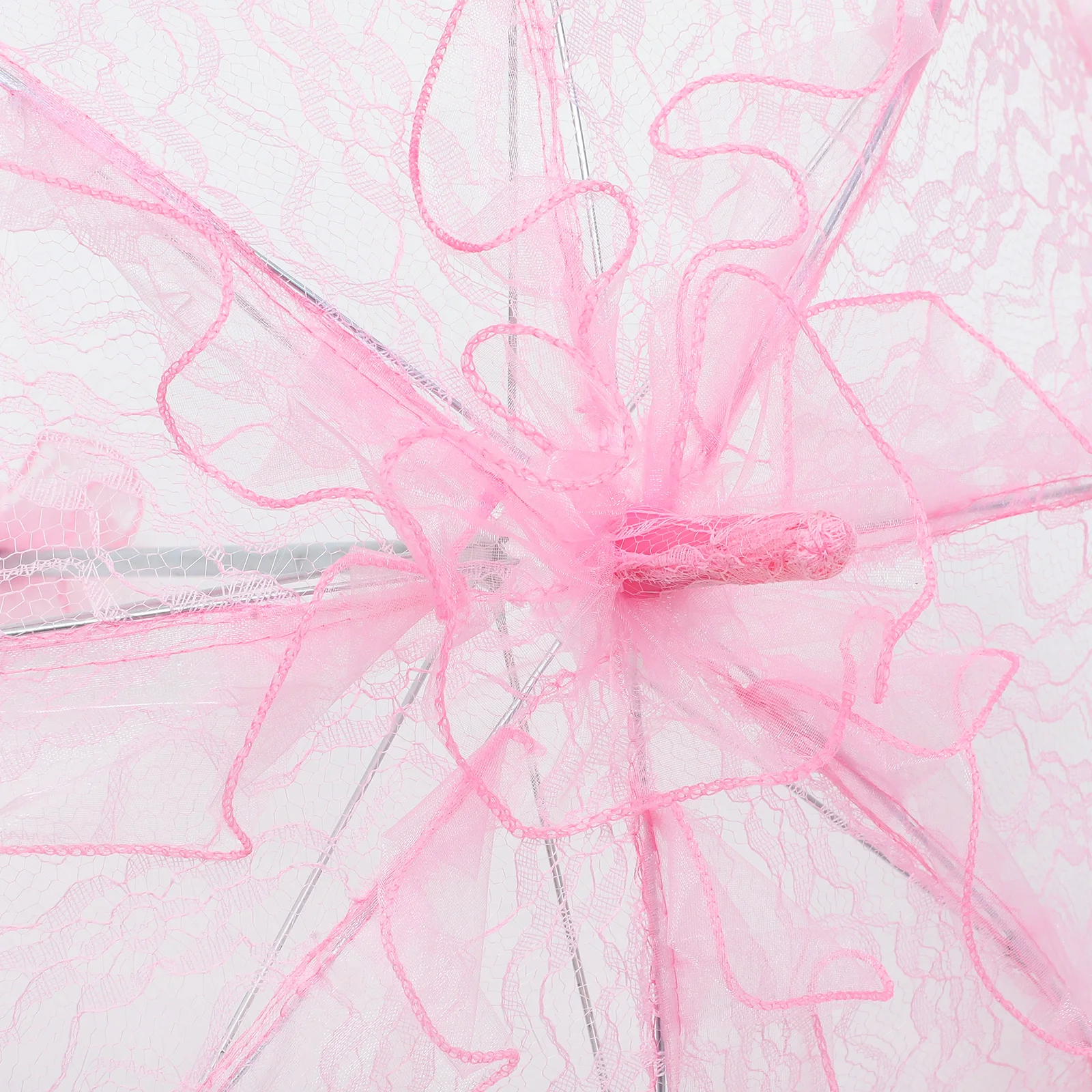 Small Pink Vintage Lace Bridal Umbrella Wedding Parasol Handmade Embroidery Cotton Metal Ribs Wooden Handle Party Photo Props