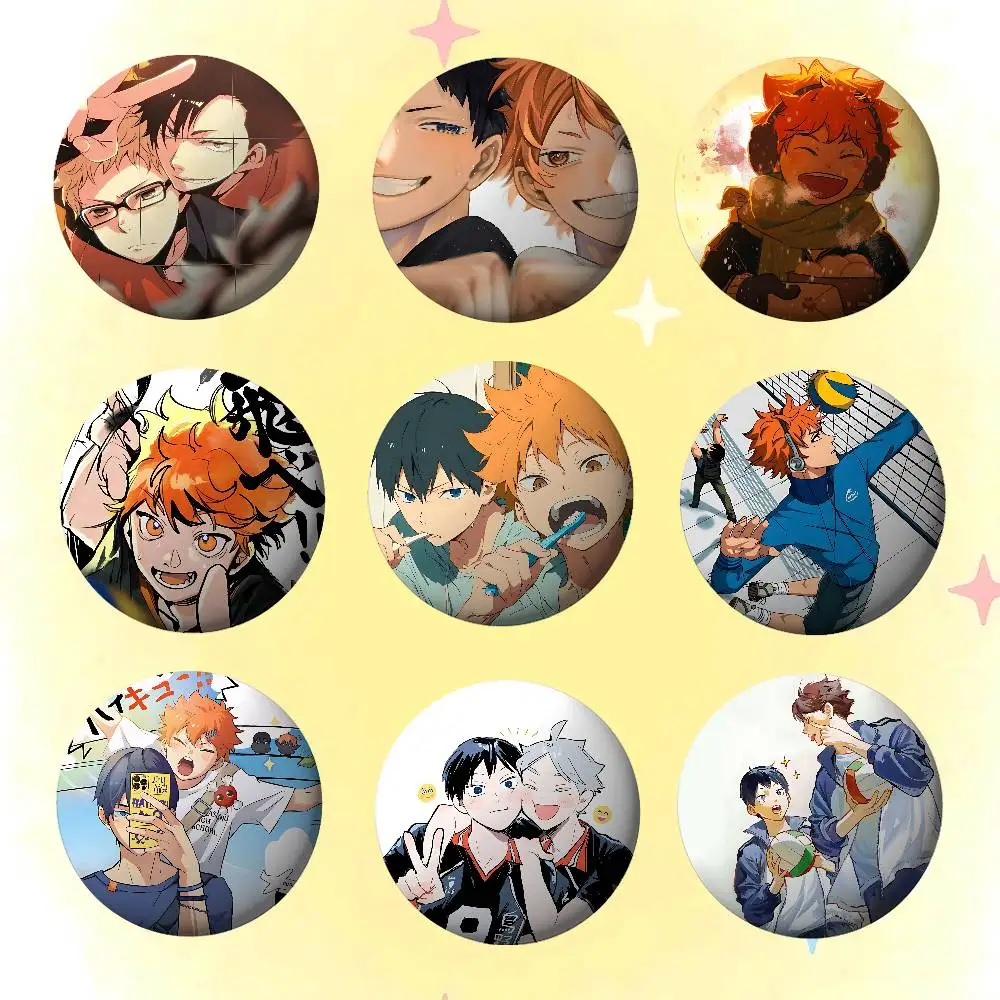 Anime H-HaikyuuS Enamel Pins Handmade Round Brooch L Killer Yagami Light Cosplay Badge Backpacks Jewelry Gifts