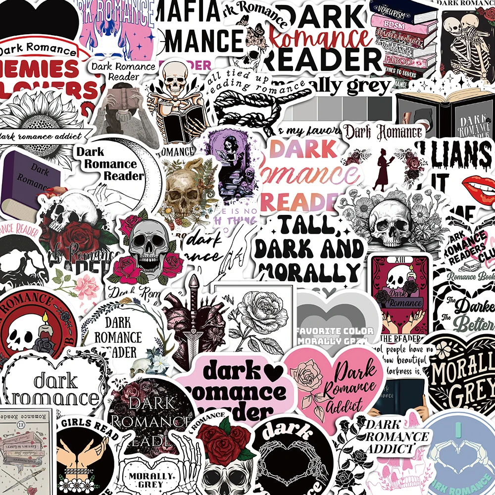 

10/50PCS Dark Romance Reader Skeleton Stickers Pack DIY Skateboard Motorcycle Suitcase Stationery Decals Decor Phone Laptop Toys