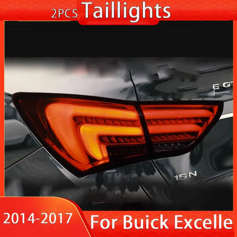 Car Lights For Buick Excelle LED Back Rear Lamp Assembly 2014-2017 Year With Sequential Turning Signal Light Smoke Black