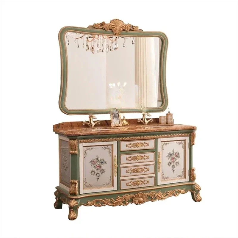 C New European Style Bathroom Cabinet Oak Washbasin Combination Bathroom French Wash Basin Washstand Painted