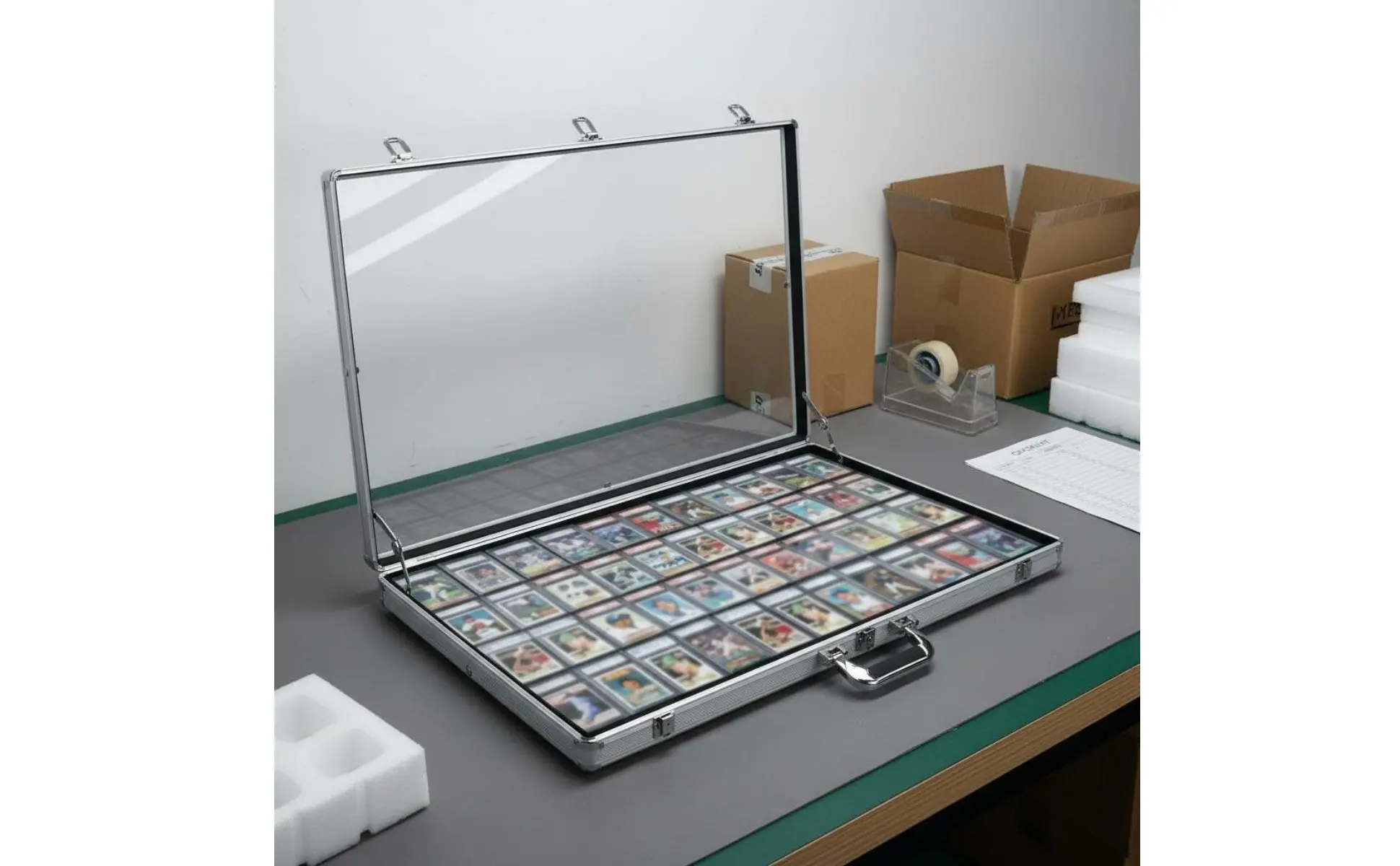 Lockable Collector's Briefcase Scuff-Resistant Lining Trading Card Display Case Aluminum Frame Display Box for Vendors
