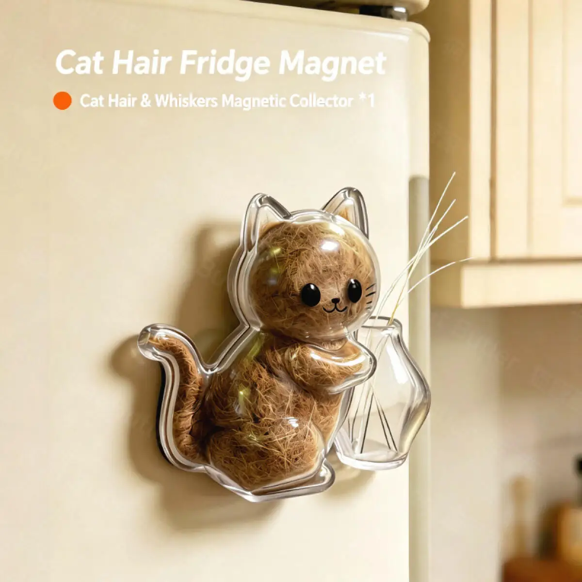 Magnetic Pet Hair Keepsake Holder Transparent Cat Fur Beard Display Ornament for Fridge Storage Cute Memorial Decor Gift