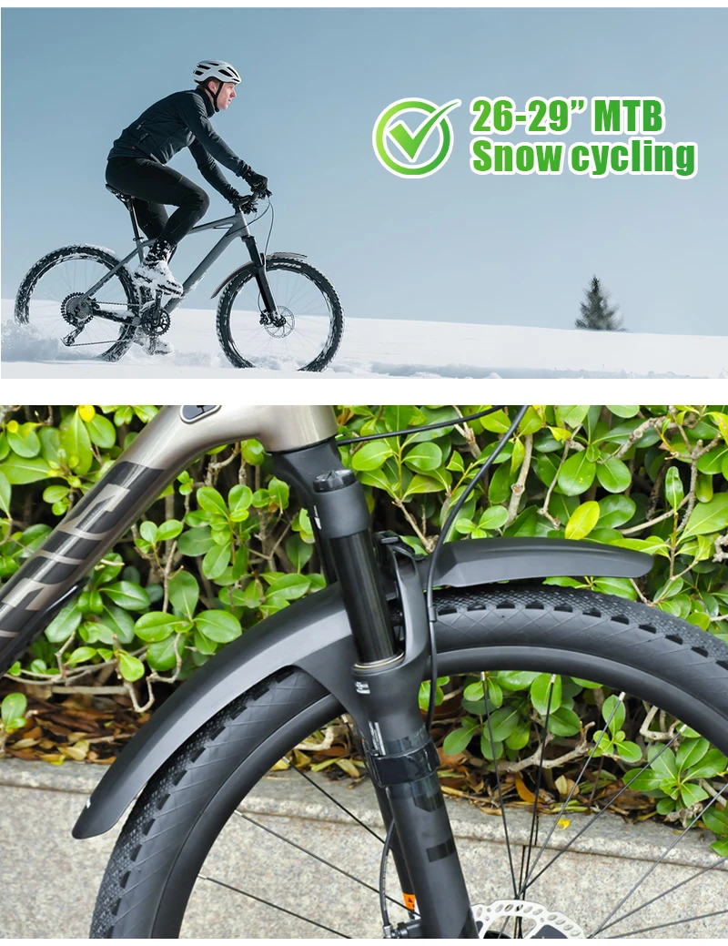 RBRL Fahrrad-Vorderradschutzblech, Vollständige Abdeckung, Kompatibel mit 3-Zoll-Reifen, Spritzwassergeschützter Fahrradschutzblech für MTB und Elektrofahrräder – Detail 7