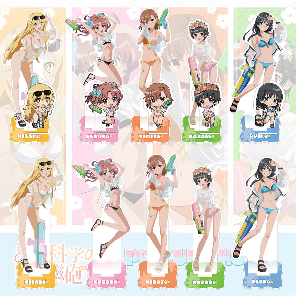 Toaru Kagaku no Railgun T Acrylic Stand – Mikoto Misaka, Kuroko Shirai, Saten Ruiko – Anime Display Figure, Perfect Gift