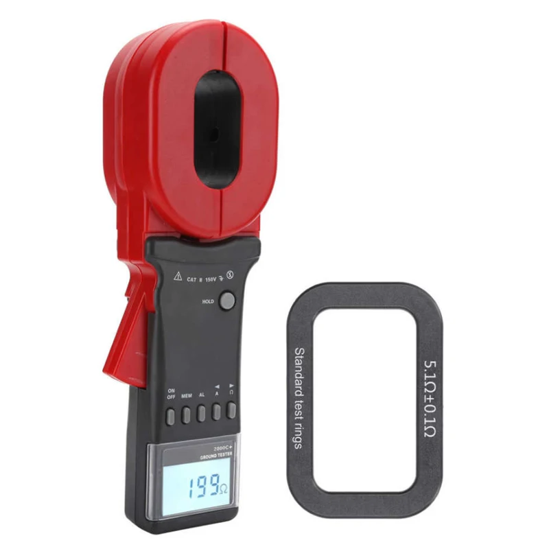 ETCR2000C+ Digital Clamp Ground Fault Resistance Tester 1200Ω 20A Lightning Protection Loop Detector Audible Alarm Clamp Meter