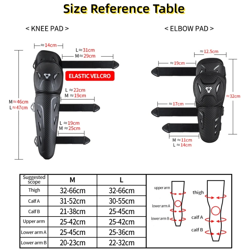 VEMAR Unisex Motorcycle Knee Guards, Breathable Off-Road Riding Protector/Shock-Absorbing Sports Elbow Pads Leg Guards Knee Pads