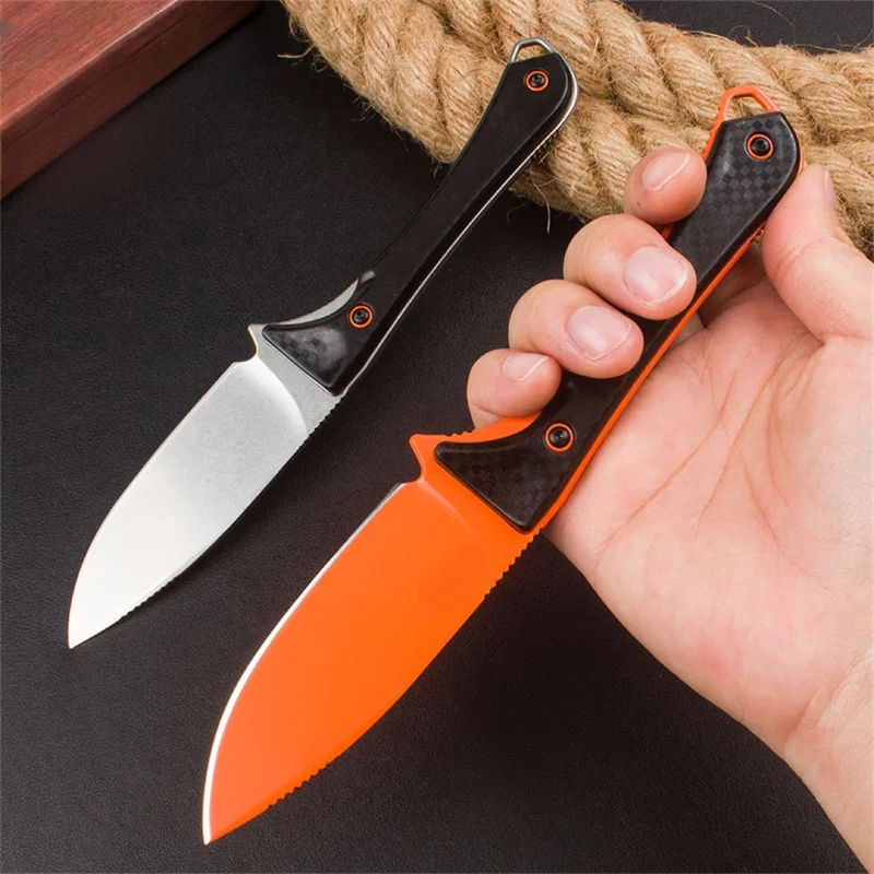 BM Fixed Blade Drop Point 15201 D2 Blade Nylon Fiber Handle With Sheath Knives Camping Adventure Self-defense Hunting EDC Knife