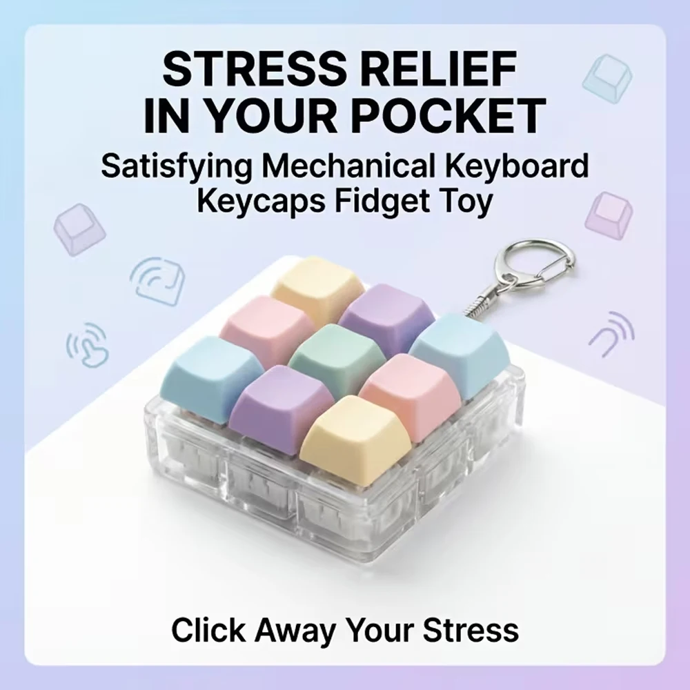 Jouet de décompression LED à 9 touches de clavier, anti-stress pour adultes, idéal pour les cadeaux, pour passer le temps, boutons colorés en acrylique
