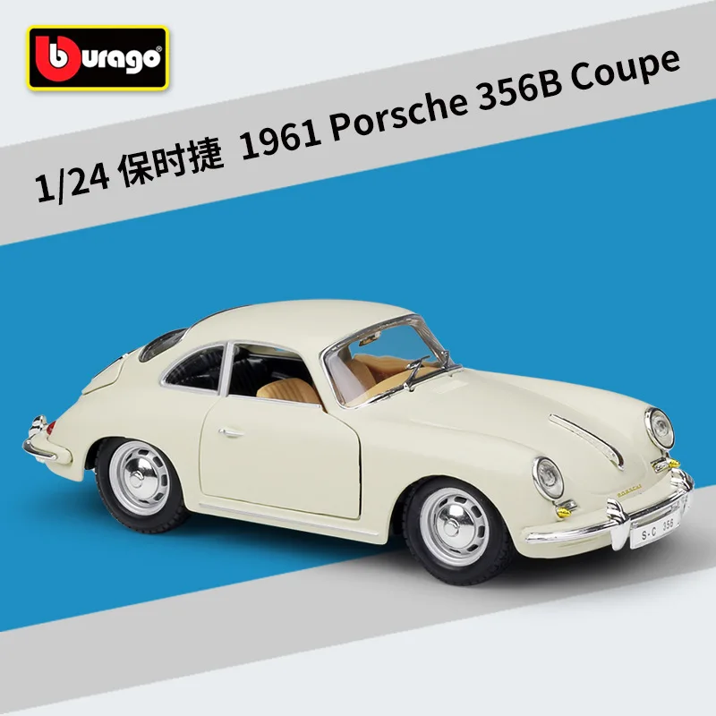 

Bburago 1:24 1961 Porsche 356B Coupe White Red Sport Car Static Simulation Decast Alloy Model Car Adult Collection Toys for B113