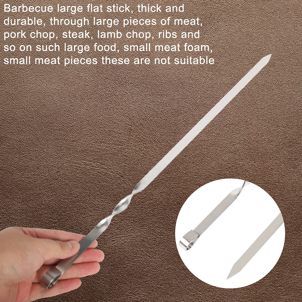 Breite Grills tangen Edelstahl Grills pieß Grill gerät Outdoor Camping Picknick flache Grill gabel 6 Stück wieder verwendbare Grills tangen