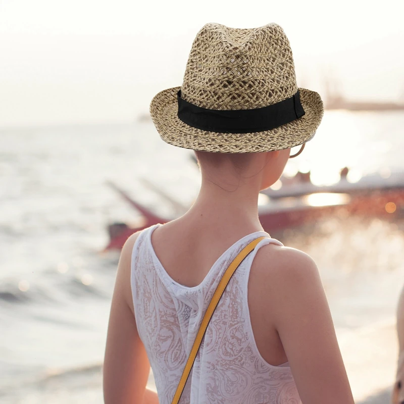 Western Sunshade Cap Summer Panama Beach Caps Women Men Straw Fedora Hats Holiday Handmade Jazz Hat Travel Leisure Sun Hats New