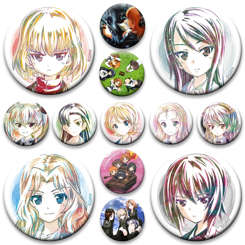 Anime GIRLS Und PANZER Brooches Cartoon Figure Badge Miho Nishizumi,Saori Takebe,Hana Isuzu,Yukari Akiyama,Mako Reizei Brooches