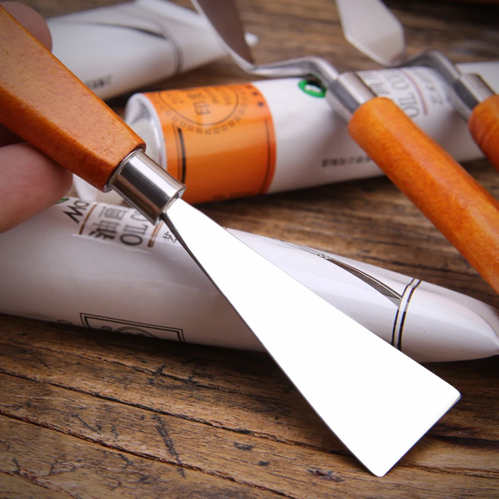 

Oil Painting Knife Set Acrylic Spatula Stainless Steel Scraper Bamboo Mixing Tools for Artists Art Students Hobbyists