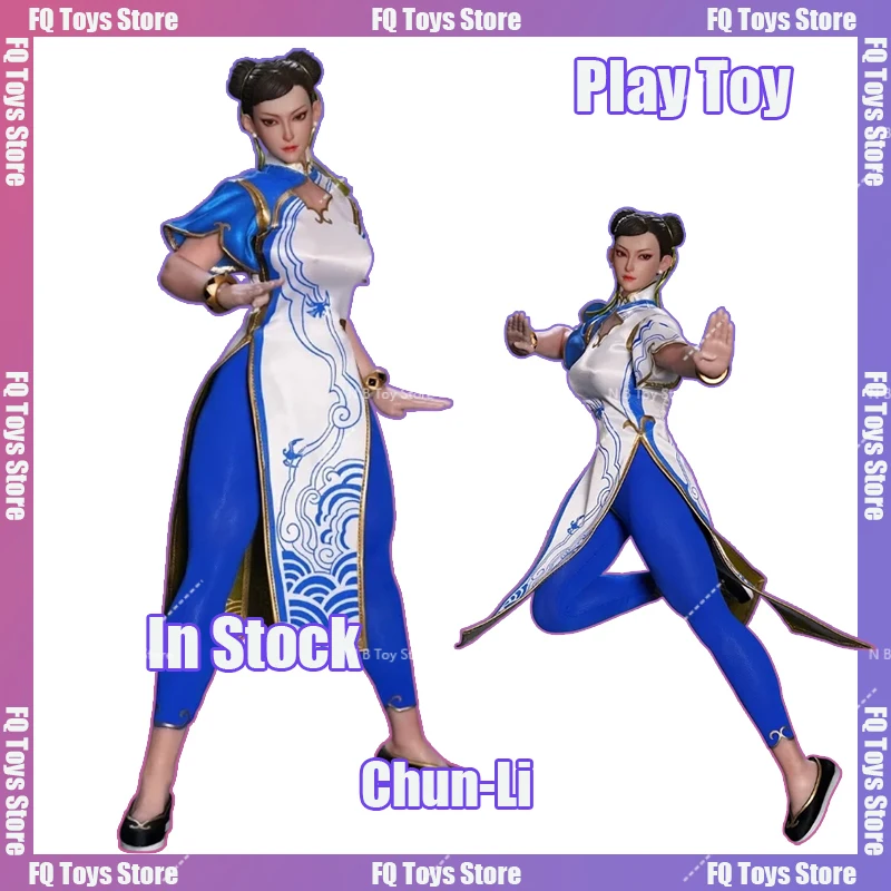 En Stock juguete de juego P026 1/6 chun-li figura de acción de ojos móviles soldado femenino de 12 pulgadas figura Cheongsam azul juguete colección regalo