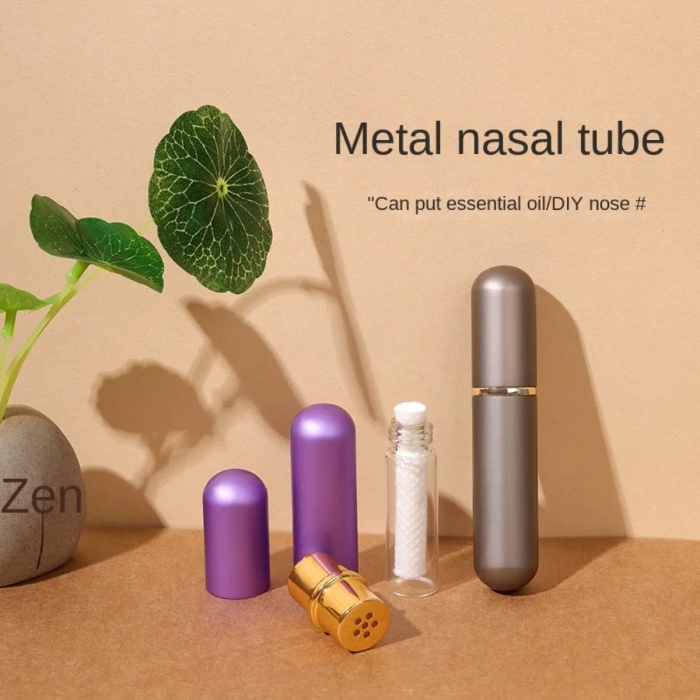 Travel 5ml Aluminum Nasal Inhaler Colored Replacement Aromatherapy Inhaler Empty Tubes For Essential Oil