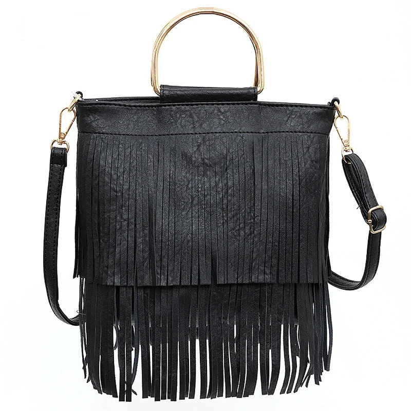 Women Fringe Tassel Crossbody Bag Ladies Leather Shoulder Bags 2024 Summer Woman Hobo Retro Handbag Bolsa Feminina Tote Bag Sac