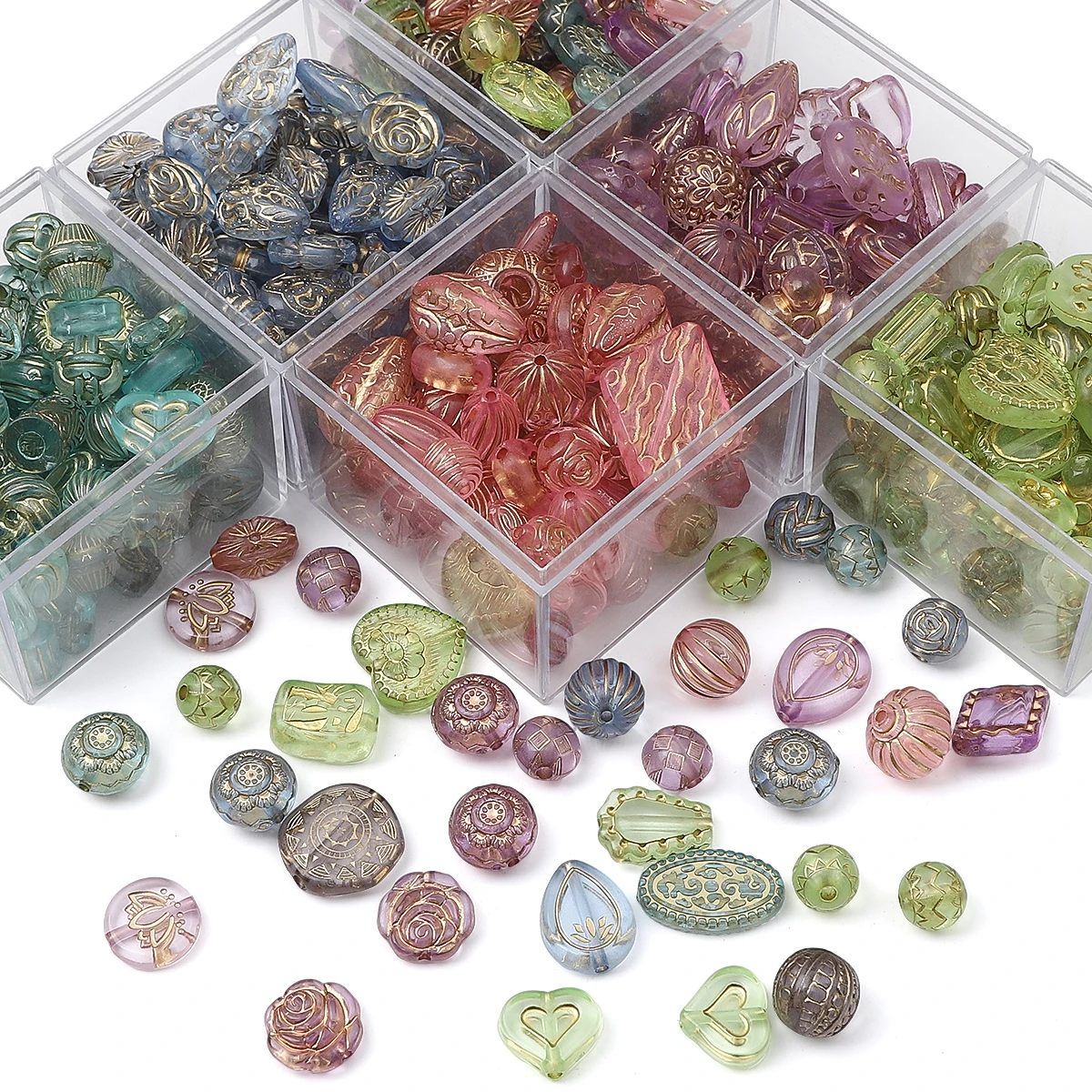 20g acrylic transparent frosted gold mixed beads, scattered beads, handcrafted DIY making bracelets, necklaces, earrings, access