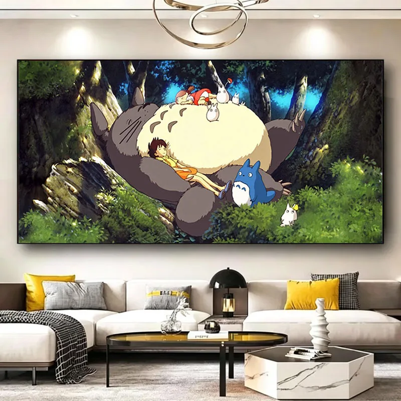 My Neighbor Totoro Canvas Decorative Painting Frameless Cartoon Warm Healing Totoro Printed Room Decoration Poster Holiday Gift
