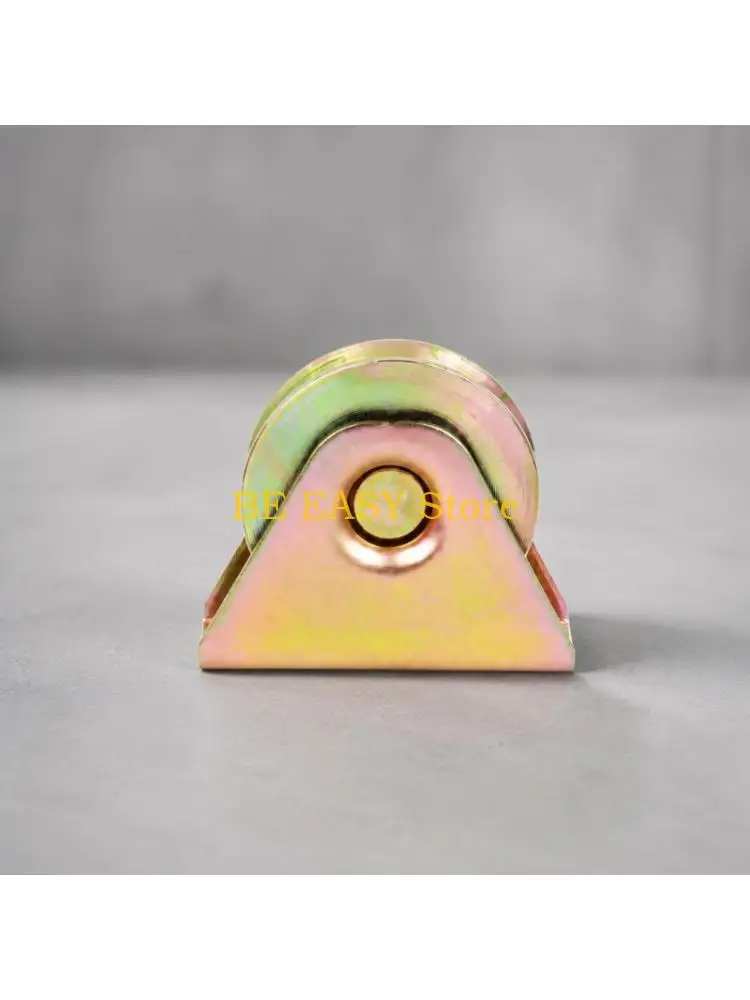 E28F V Grooves Channel Sliding Door Pulley, Fixed Frame Wheel Assembly for Factory and Warehouse Door Hardware, 2 Pack