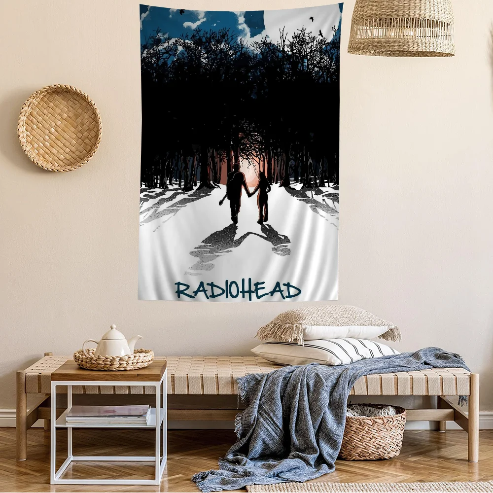 Vintage Rock Band Characters Radiohead DIY Wall Tapestry Hanging Tarot Hippie Wall Rugs Dorm INS Home Decor