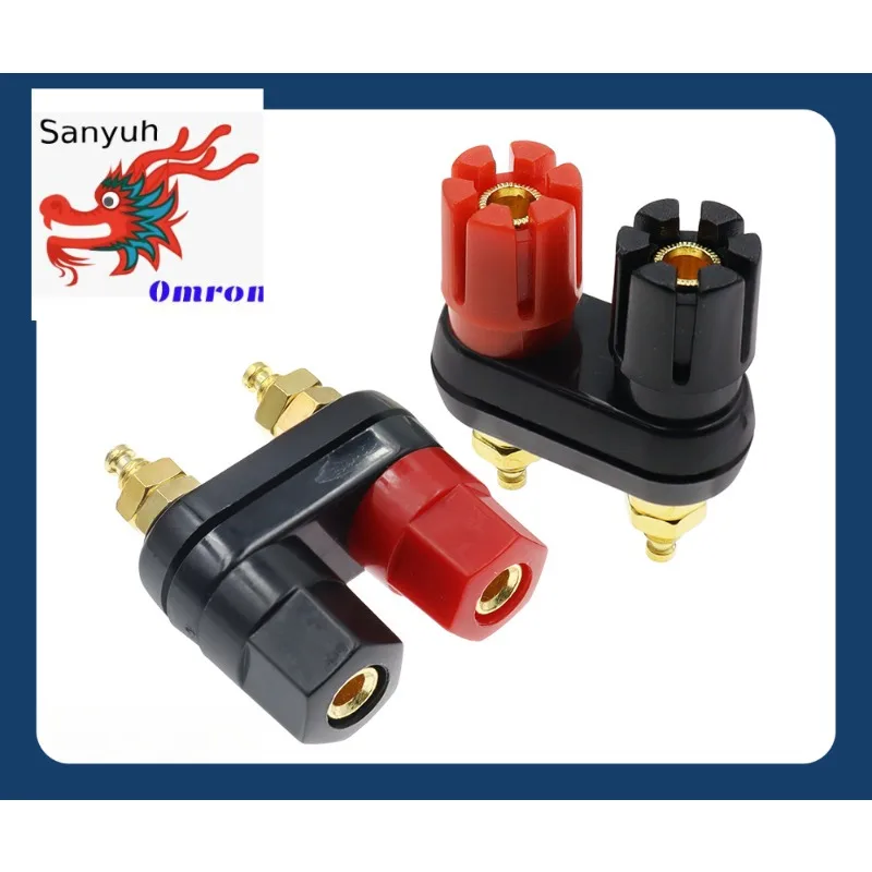 Conjoined 2 way speaker, audio power amplifier  red black dual hexagon double plum blossom head 4MM banana socket terminal