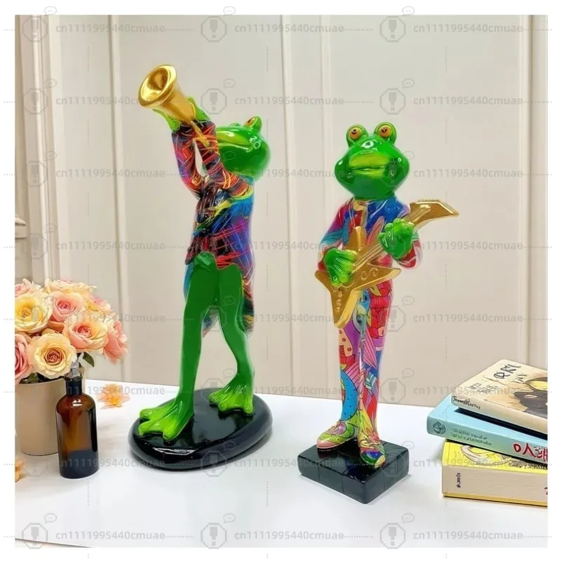 国境を越えて人気のグラフィティバンドのカエルの置物、樹脂工芸品、玄関、家の屋外装飾小道具、小さな飾り物