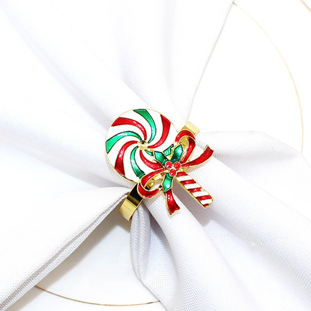 

4 шт. кольца для салфеток в форме леденцов, портативный и легкий настольный декор для всех случаев, рождественские кольца для салфеток