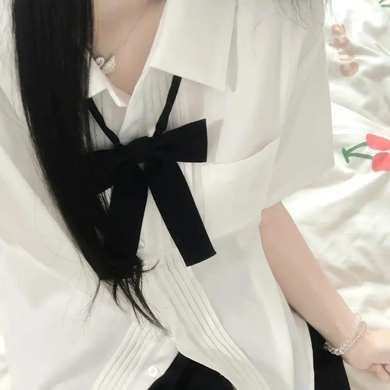 

Женские комплекты в консервативном стиле, белые тонкие милые топы с короткими рукавами, плиссированные юбки, мини-простая мода, японская версия, винтажные повседневные комплекты