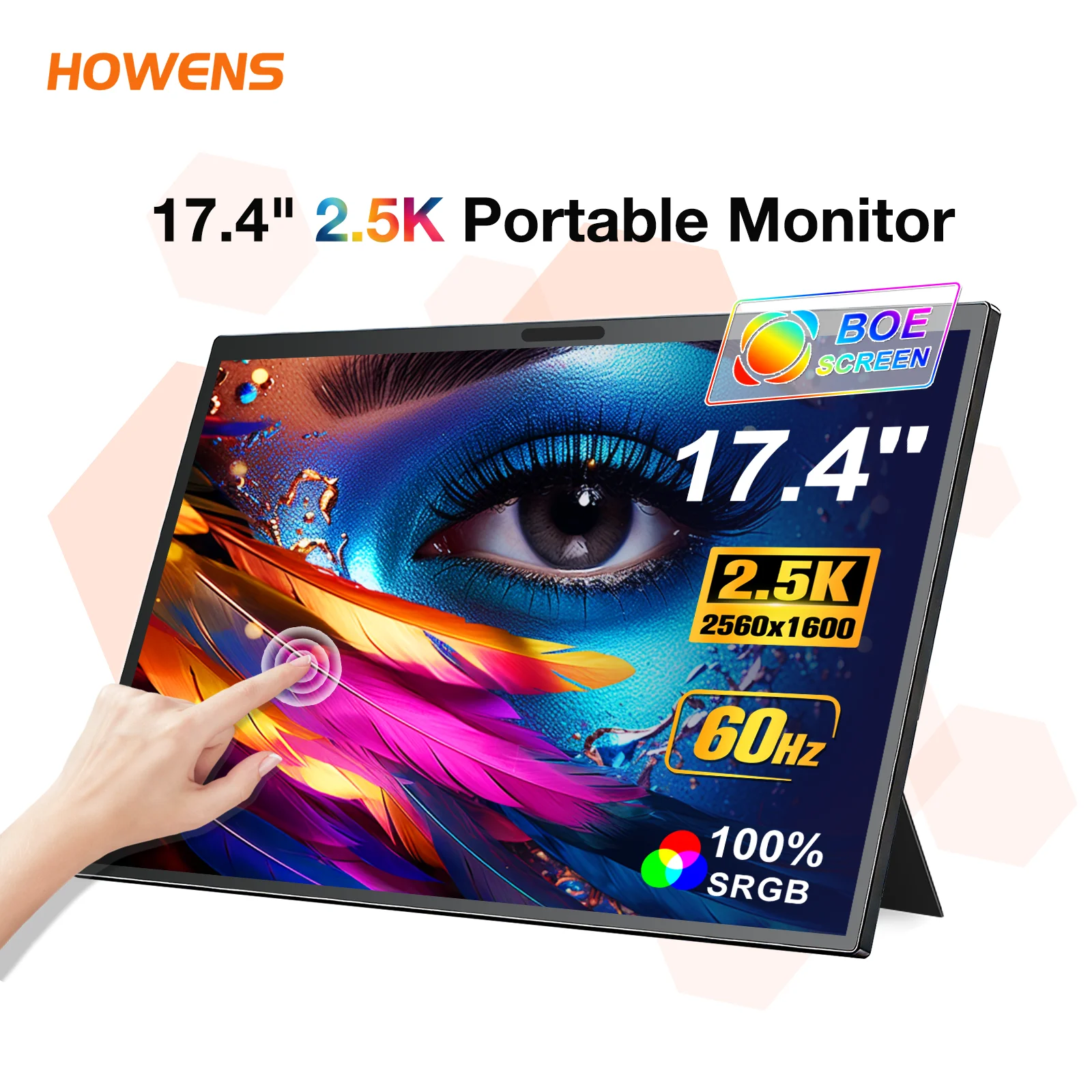 17.4 inch Touch screen Monitor 2.5K Portable Laptop HDMI Expansion Display Type-C Port For PC TV PS 4 5 Phone IPS Gaming Monitor
