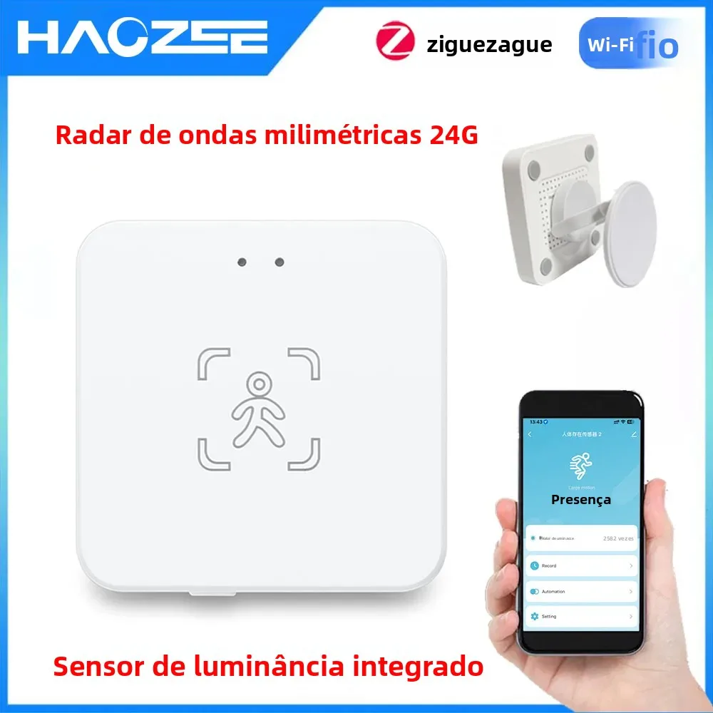 Haozee 24g zigbee/wifi detector de presença humana inteligente corpo humano sensor pir detector de radar sensores de movimento suporte assistente doméstico