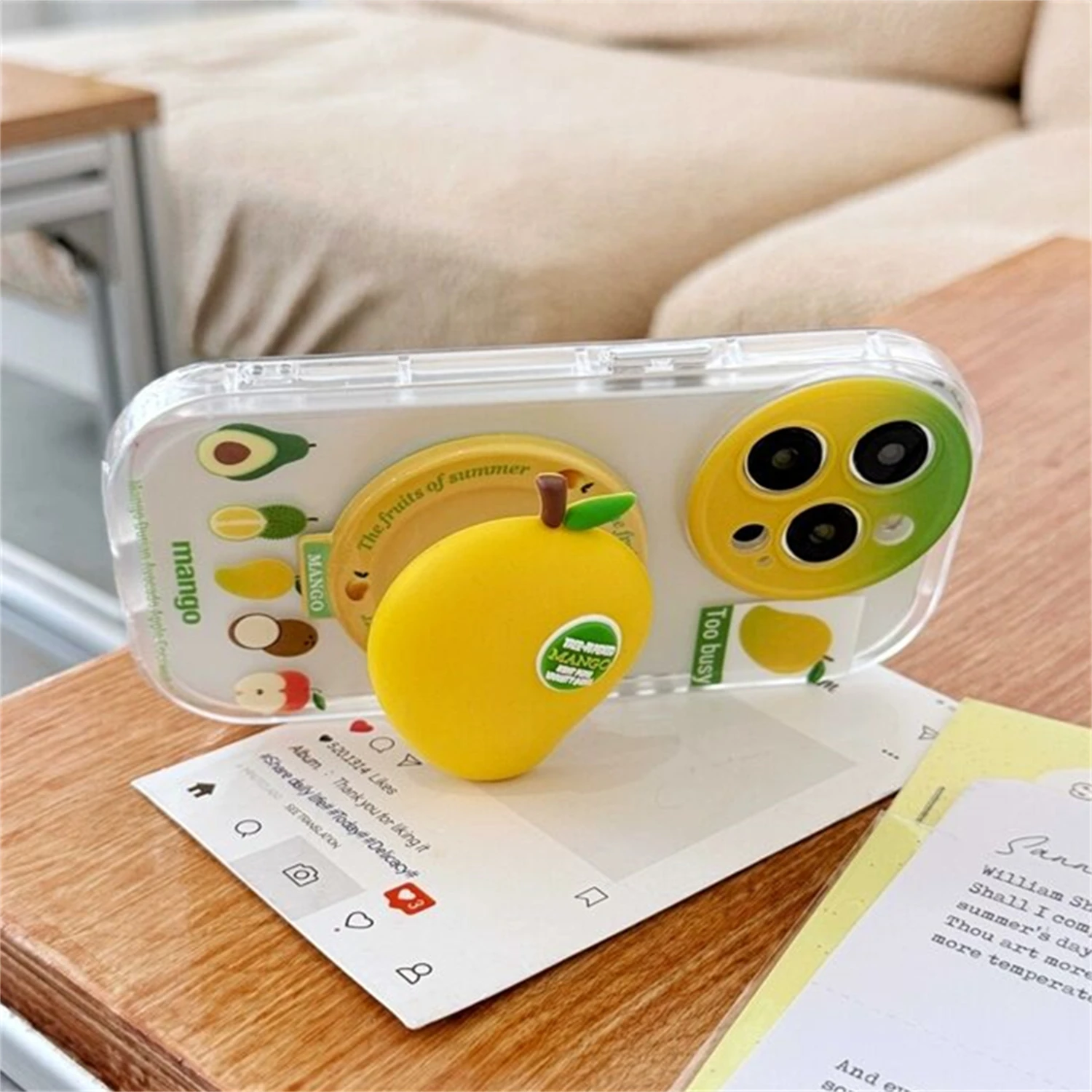

Fun 3D Mango Magnetic Stand for Magsafe Grip Tok Griptok Bracket Phone Holder Support For IPhone Samsung Pad Smart Tok