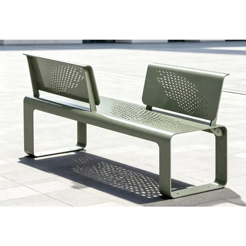 Stainless steel park chair, outdoor backrest bench, square community strip stool, anti-corrosion plastic wood leisure row chair