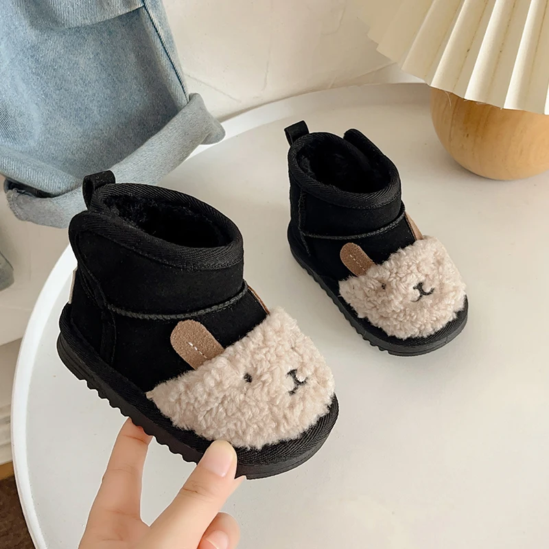 Baby Snow Boots 2025 New Winter Cartoon Animal Warm Plush Cute Kids Shoes Soft Sole Fashion Toddler Baby Girls Boys Botas