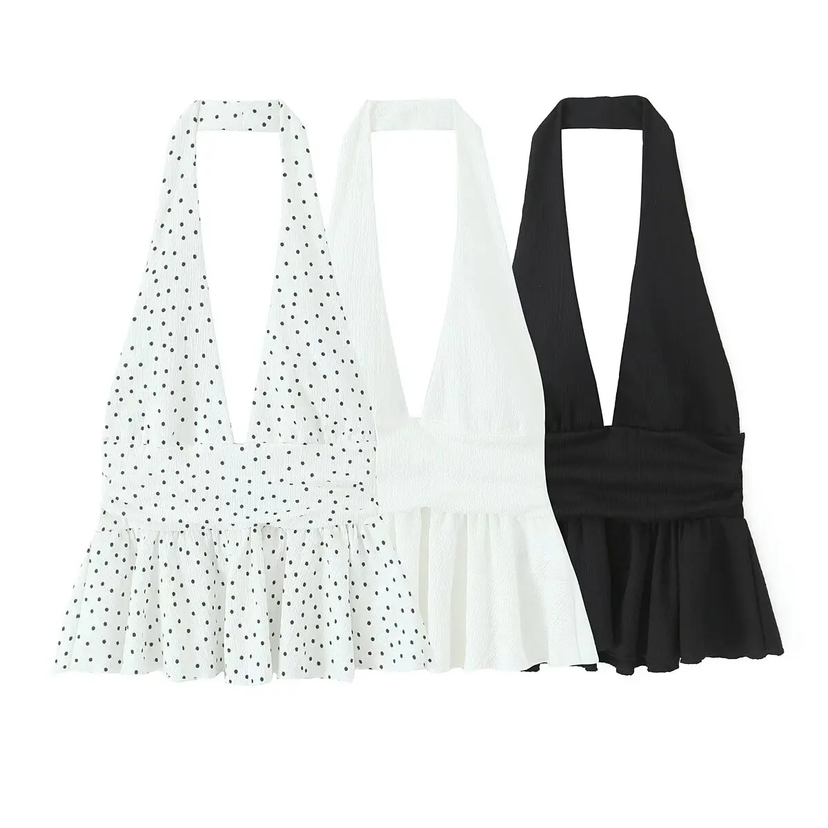 

2025 summer new women's clothing layered decorative halter neck collar light mature style casual top