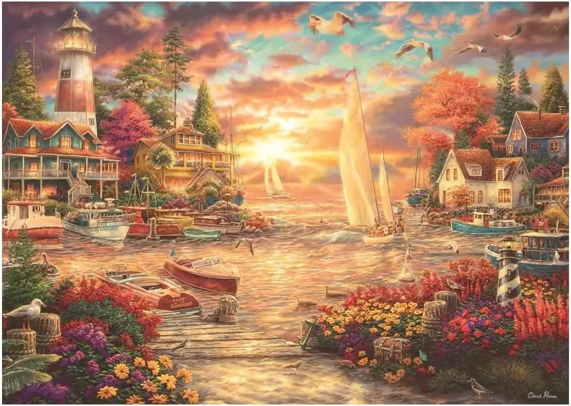

Seaside The Sunset Landscape Puzzles 300/500/1000 Piece Art Jigsaw Puzzle for Adults Challenging Educational Perfect Game Nights
