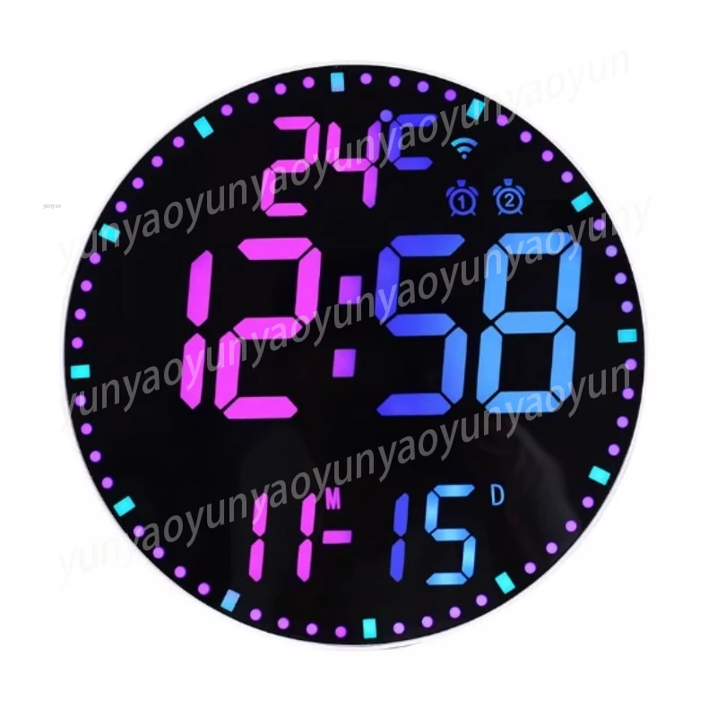 

Умные WiFi-часы с управлением через приложение, большой LED-дисплей с изменением цвета для гостиной, часы с календарем и погодой