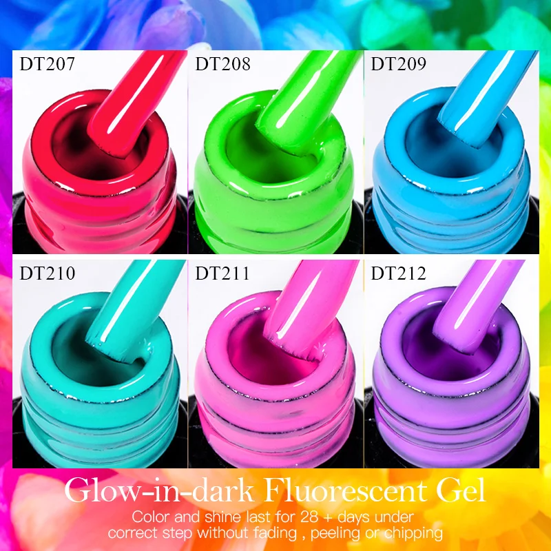 MEET ACROSS 7ml Fluorescent Glow-in-dark Gel Nail Polish 12 Colors Semi Permanent Soak Off UV Luminous Neon Gel Varnish Nail Art