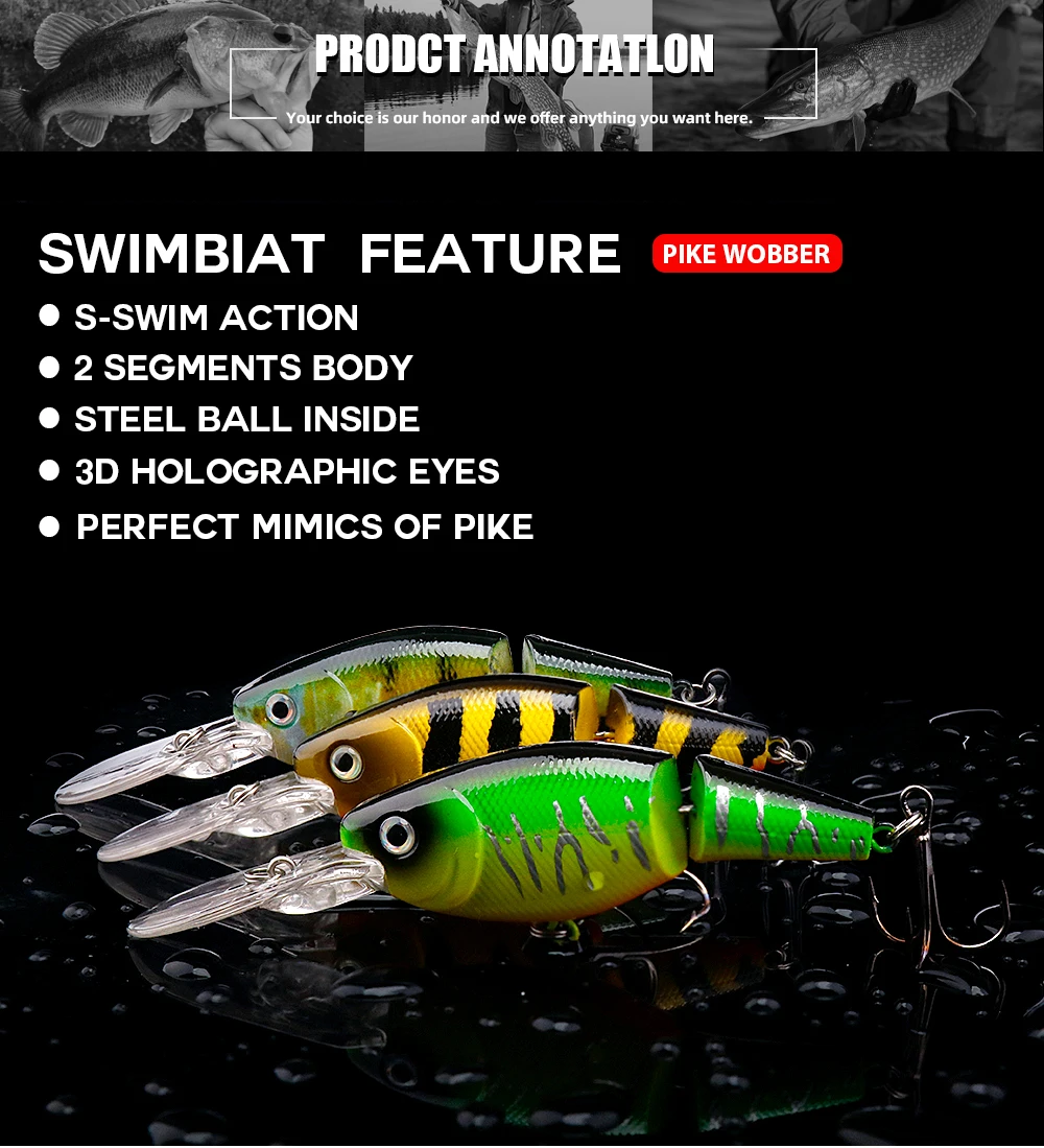 Agoie Deep Diving Wobbler Jointed Swimbait für Barschangeln 105 mm 15 g schwimmende Wobbler mit Rasseln für Hecht-Angelköder – Detail 1