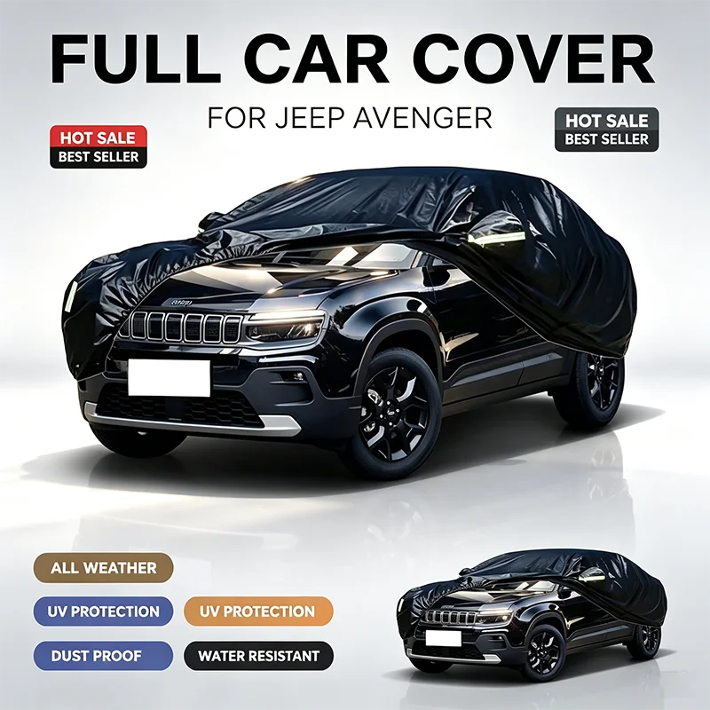 For JEEP Avenger Full Car Cover All Weather Snow Sun UV Dustproof Reflective Strips Wind Straps Outdoor