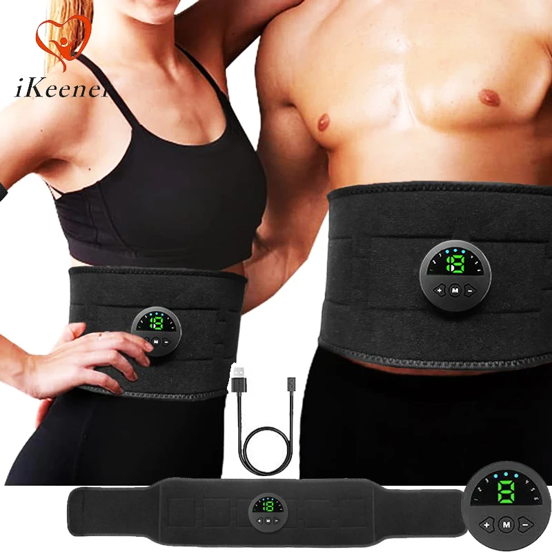 Waist Massager Belt EMS Electric Muscle Stimulator 19 Levels 12 Modes 6 Pads Vibrating Abdominal Trainer Body Slimming Shaping