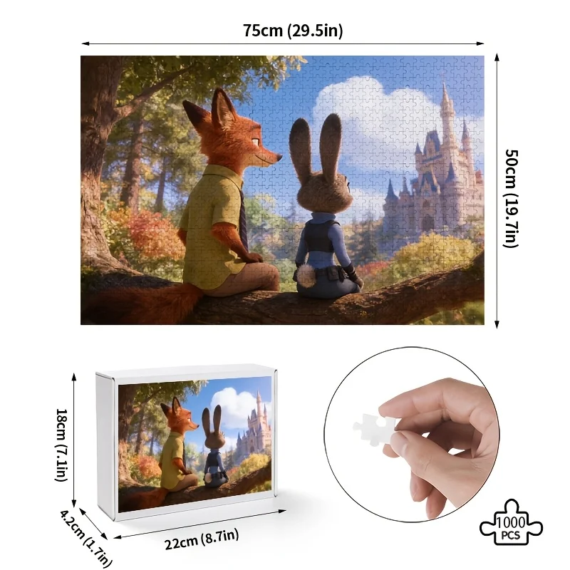 1000 Stück Disney Zootopia Judy & Nick Wilde Poster-Puzzle – herausfordernde Stücke mit themen, geeignet für & Geburtstagsspiel, / Sammlung