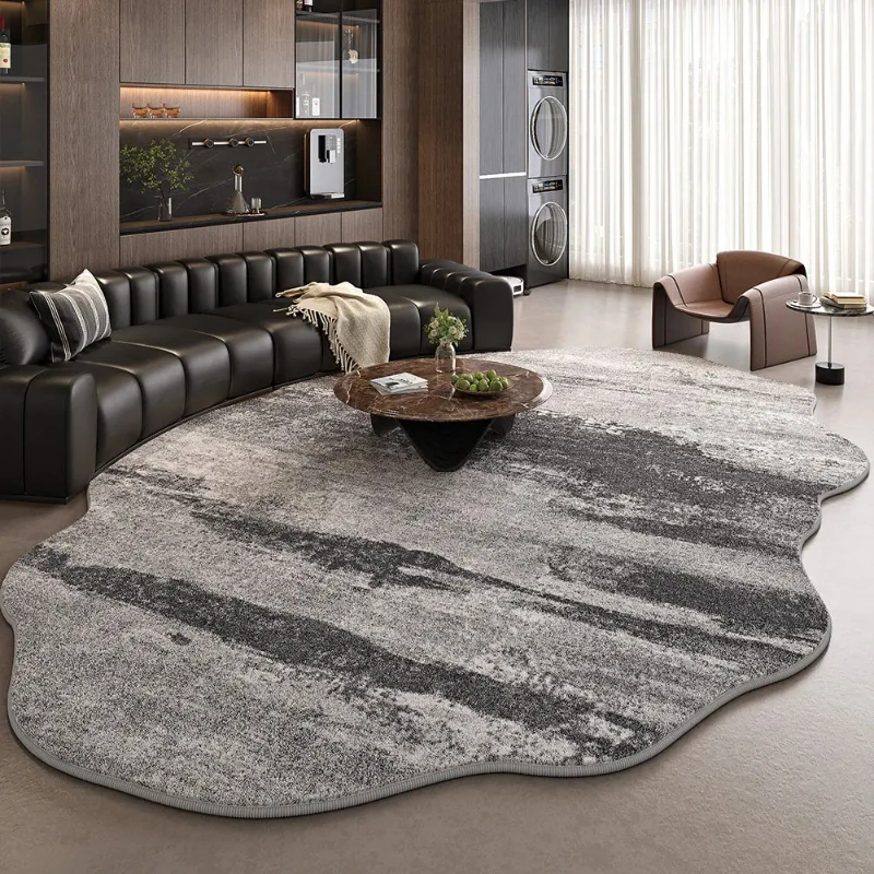 Minimalistische Teppiche für Wohnzimmer Cremefarbener Stil Schlafzimmer-Dekor Teppich Unregelmäßige Form Plüschteppich Flauschiger Weicher Gestreifter Bodenteppich