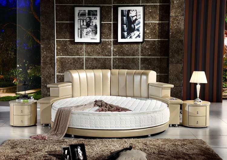 CY006-2019 Modern Design Double Round Bed Queen Bedroom Bed