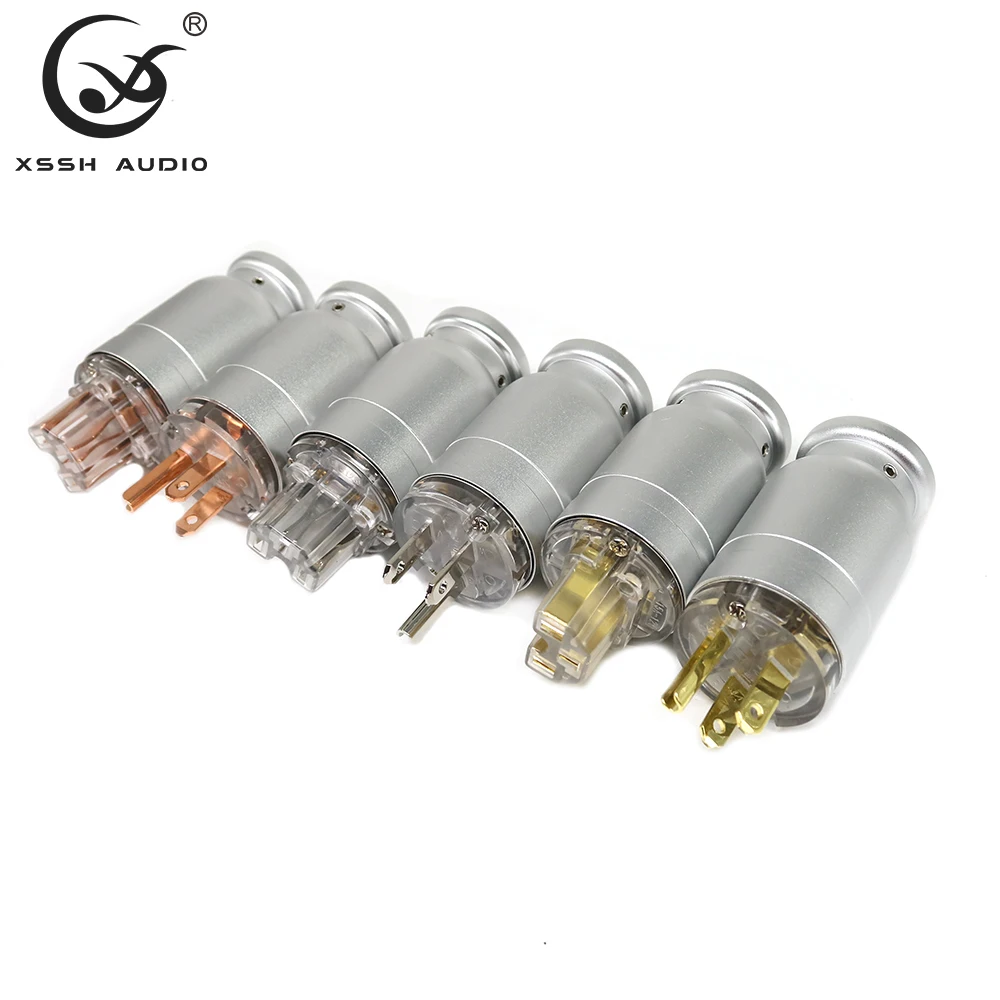 AC Power Jack XSSH Audio Aluminum Shell Red Pure Copper Plated Gold Rhodium 15A Male US IEC Female Connectors Electrical Plugs