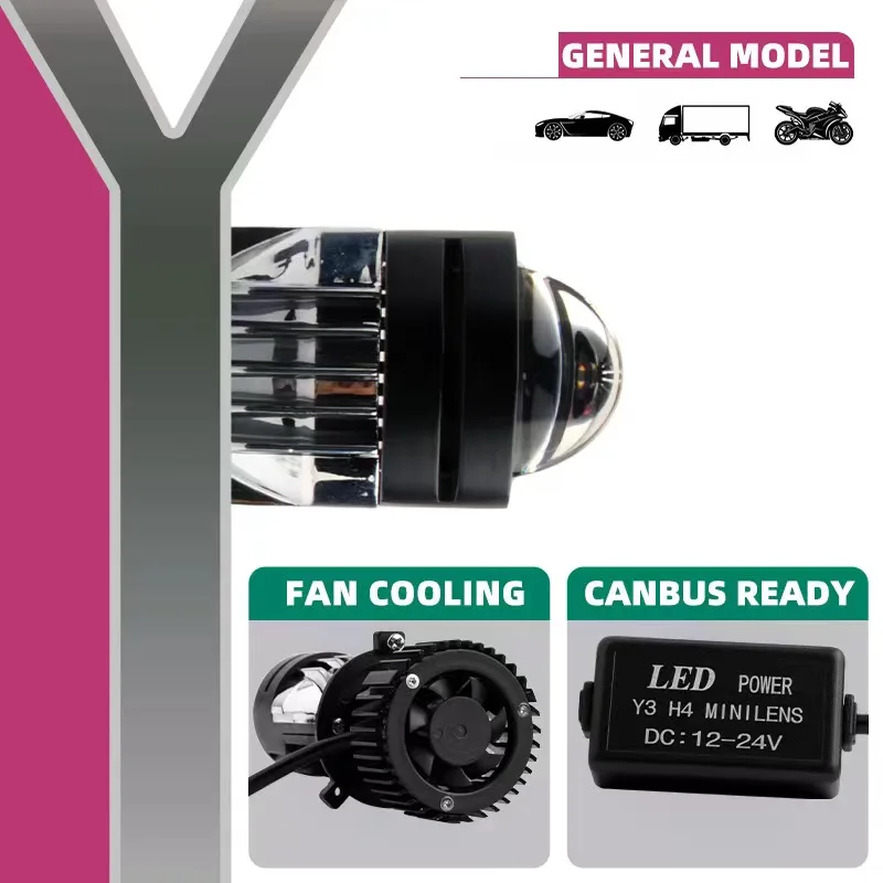 Y3 h4 led headlight canbus mini auto projector Buble new lens 12v 6000k high and low beam 120W super bright car bulbs