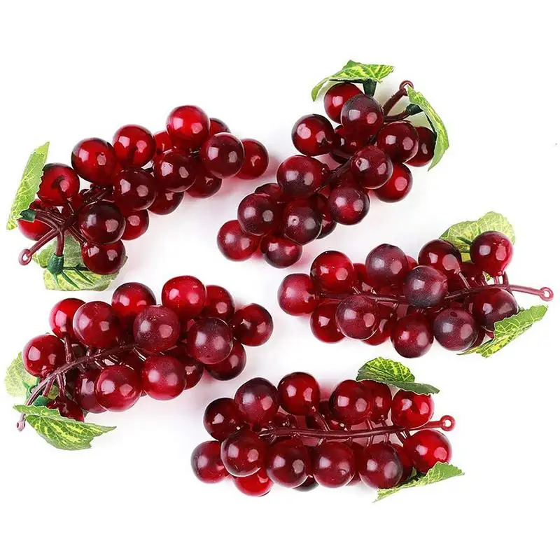 Artificial Fruit Grape Durable Grape Bunches With 18 Pieces Grapes Lifelike Fake Fruit Plastic Fake Fruit Decoration For Wedding