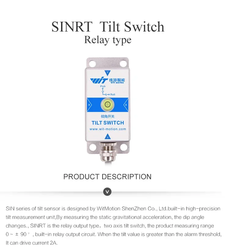 SINRT 2 Axis Industrial Level Tilt Angle Measurement Inclinometer Relay Switch Inertial Sensor Horizontal/Vertical Installation