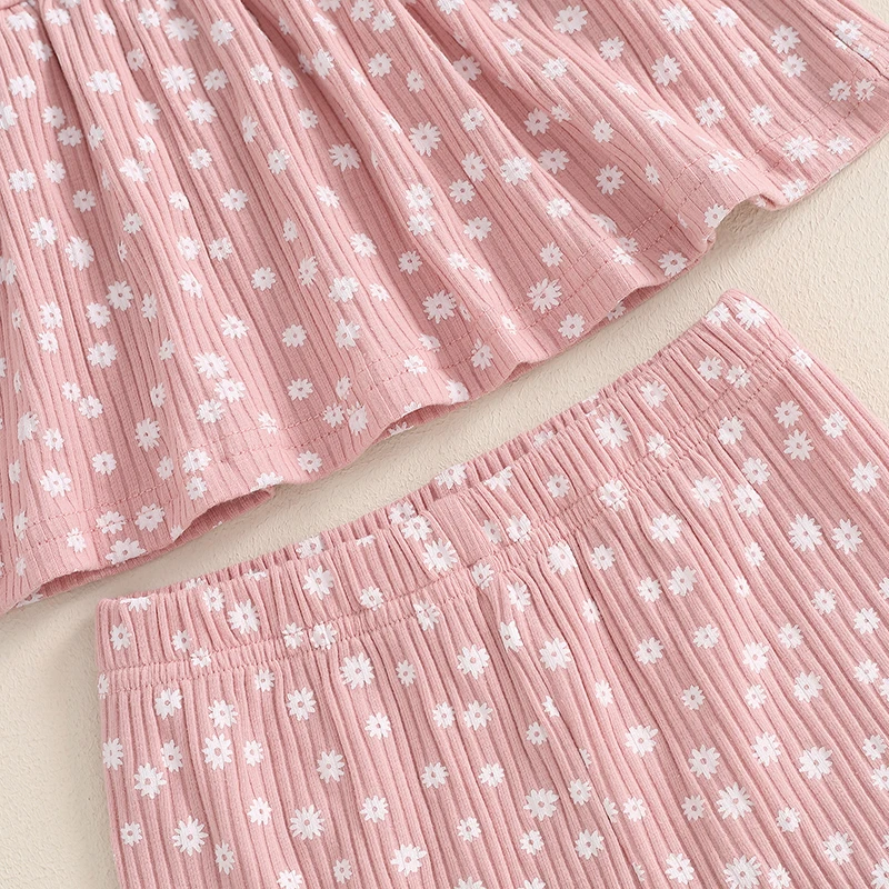 2024-05-29 Lioraitiin 1-5Y Toddler Girl Fall Outfits Floral Print Crew Neck Long Sleeve Tops Elastic Waist Long Pants 2Pcs Set image 6