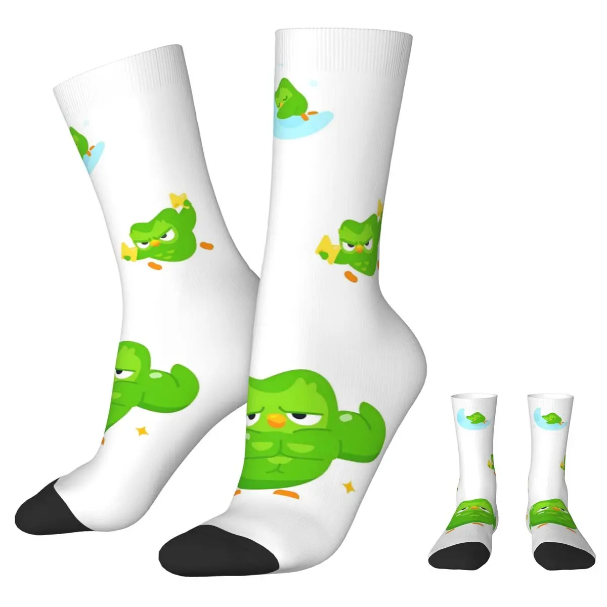 Duolingo Owl Duo Socks Spring Stockings Retro Women Men Comfortable Socks Printed Skateboard Anti Slip Socks